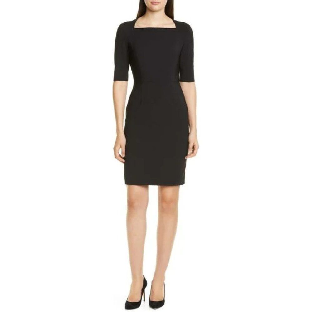 HUGO BOSS Dipiseta Stretch Wool Sheath Dress